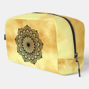 Black Mandala on Soft Gold Background Dopp Kit