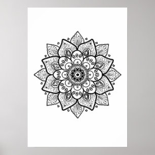 Black Mandala On White Poster