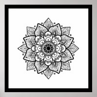 Black Mandala On White Poster
