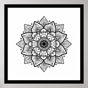 Black Mandala On White Poster