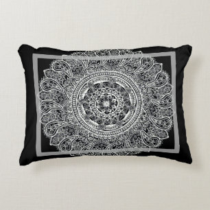 Black Mandala Throw Pillow