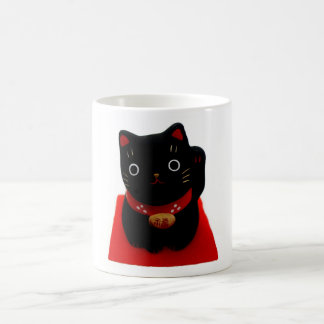 Black Maneki Neko on a Red Carpet Coffee Mug