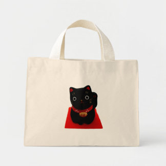 Black Maneki Neko on a Red Carpet Mini Tote Bag