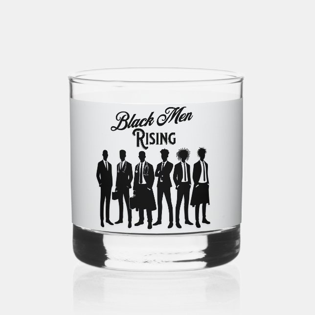 Black Mans Birthday Liquor gift/Black Rising Whiskey Glass (Front)
