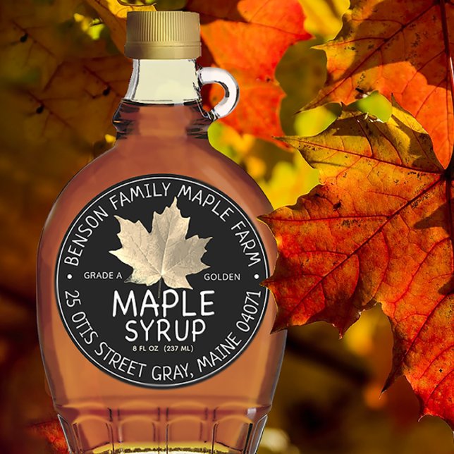 BLACK Maple Syrup Label with Sugar Maple Leaf (Creator Uploaded)