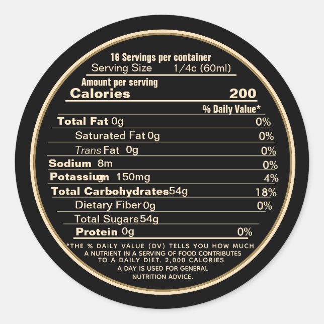 Black Maple Syrup Mini Nutrition Facts Label 2020 (Front)