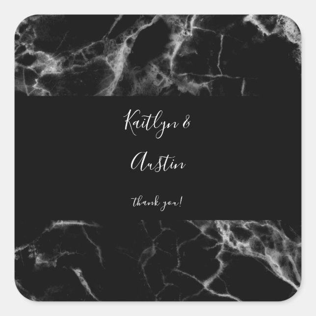 Black Marble 2 Square Sticker (Front)