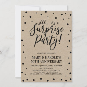 Black & Marble 50th Surprise Wedding Anniversary Invitation