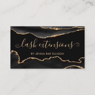 Black Marble Agate Classy Chic Lash Aftercare Business Card