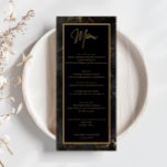 Black marble agate gold border Wedding Menu Card<br><div class="desc">Designed to coordinate with our Black Agate Collection,  this menu card features gorgeous black agate marble texture background with classic text. For more advanced customisation of this design,  e.g. changing layout,  font or text size please click the "CUSTOMIZE" button above. Please contact me for any questions!</div>