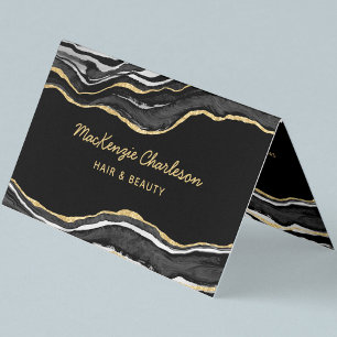 Black Marble Agate Gold Glitter Business Card