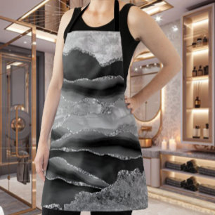 BLACK MARBLE AGATE GOLD GLITTER GLAM  APRON