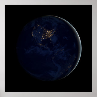 Black Marble - Americas at Night Poster