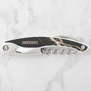 Black Marble And Beige Grain Corkscrew