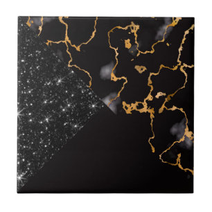 Black Marble and Glitter Tile