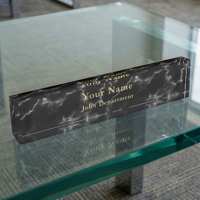 Black Marble and gold classy executive Nameplate (Creator Uploaded)