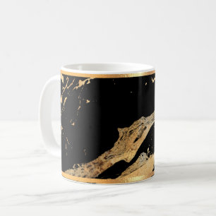 Black Marble and Gold Rimmed Coffee Mug