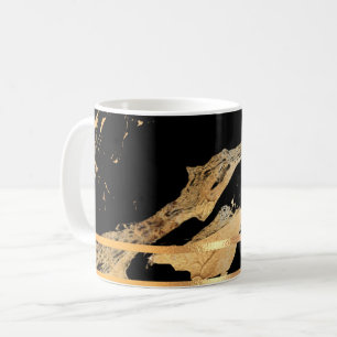 Black Marble and Gold Rimmed Coffee Mug