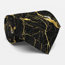 Black Marble and Gold Veins Elegant Pattern