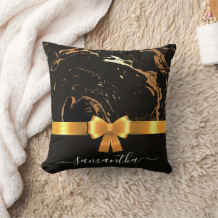 Black Marble and Ribbon Cushion