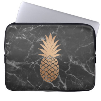 Black Marble and Rose Gold Pineapple Laptop sleeve