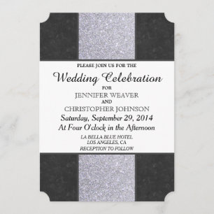 Black Marble and Silver Glitter Panel Design Invitation
