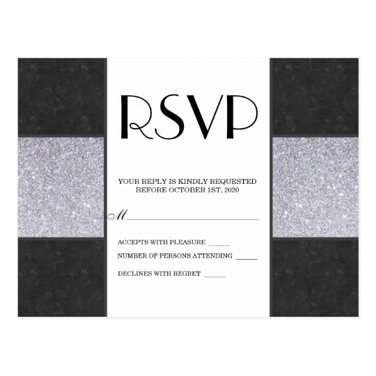 Black Marble and Silver Glitter Panel Design Postcard
