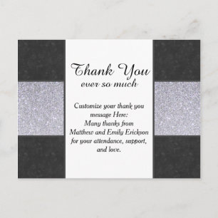 Black Marble and Silver Glitter Panel Design Postcard