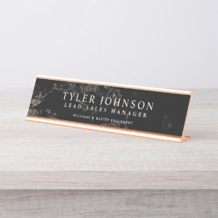 Black Marble Backdrop Customised Desk Name Plate