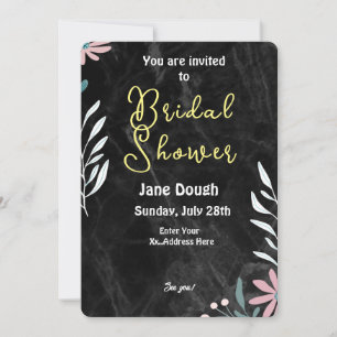 Black Marble Background Minimalist Bridal Shower Invitation