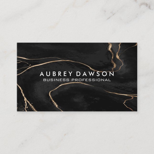 Black Marble Background Texture Business Card (Front)