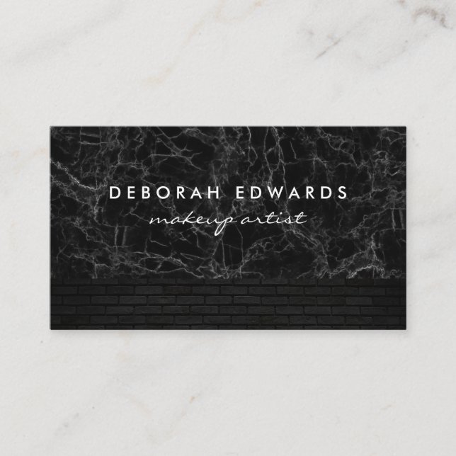 Black Marble | Black Brick Wall Business Card (Front)