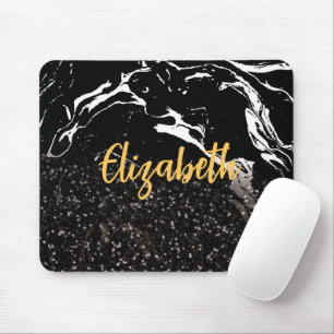 Black Marble/Black Glitter Mouse Mat
