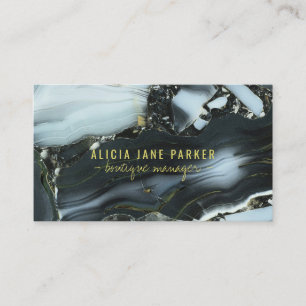 Black marble blue gold elegant modern unique business card