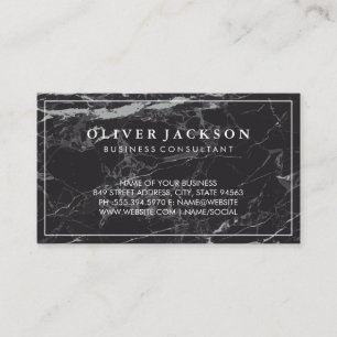 Black Marble Border Minimalist Business Card