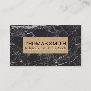 Black Marble Brown Paper Banner Business Card