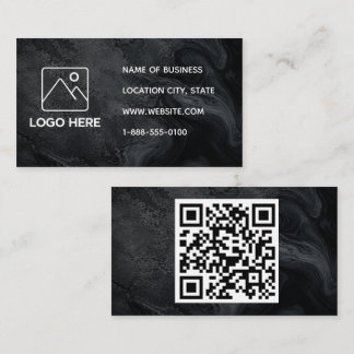 Black Marble Business Card with QR Code