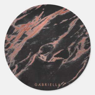 Black Marble Classic Round Sticker