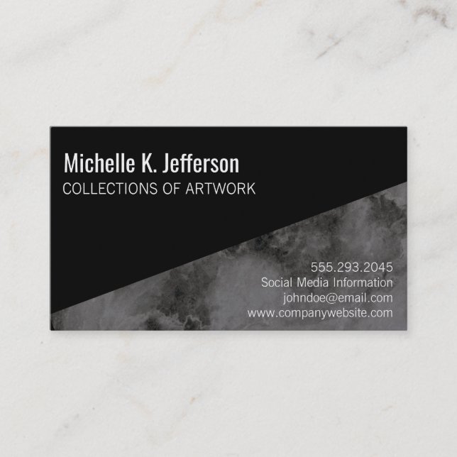 Black Marble Colour Block Business Card (Front)