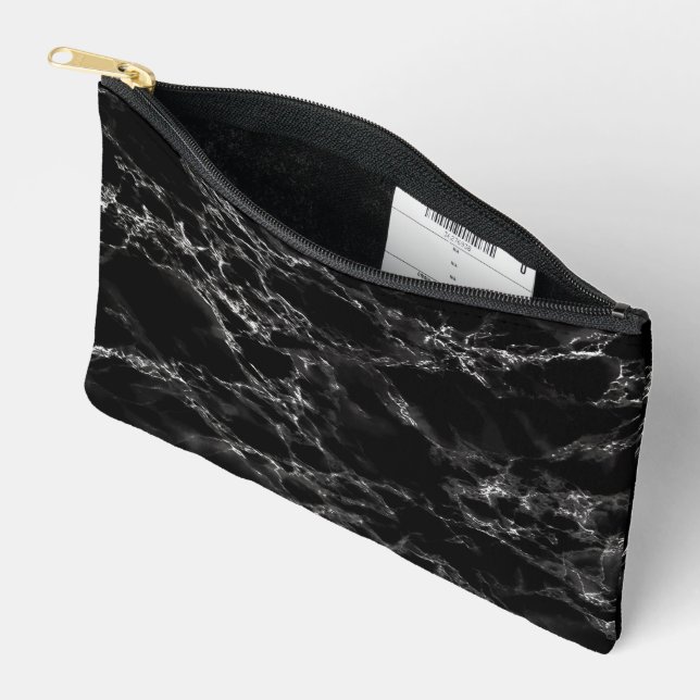 Black Marble Design Accessory Pouch (Open)