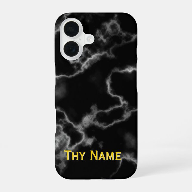 Black Marble design -  iPhone 16 Case (Back)