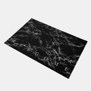 Black Marble Doormat Welcome