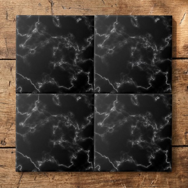 Black marble effect tile (Black marble effect tile.)