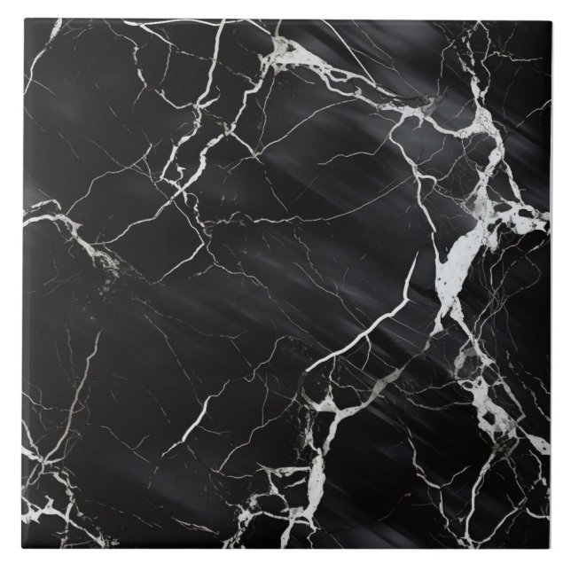 Black Marble Effect with White Veins Tile (Front)
