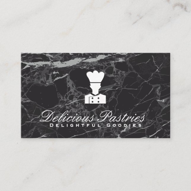 Black Marble | Executive Chef Culinary Business Card (Front)