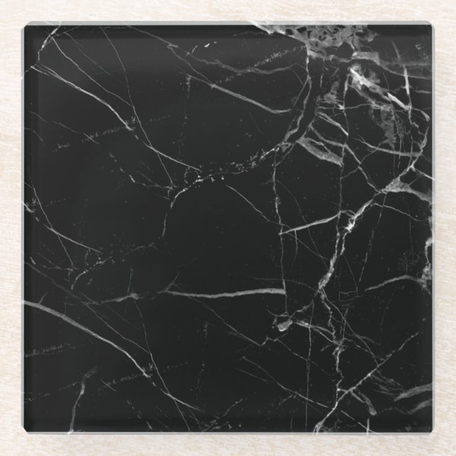 Black Marble Glass Coaster (Front)