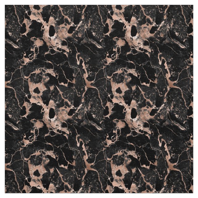 Black marble glitter rose gold fabric (Swatch)