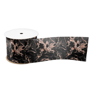 Black marble glitter rose gold satin ribbon