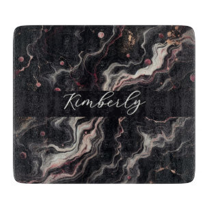 Black Marble Gold Accents Modern Elegant Kitchen Cutting Board