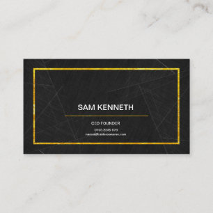 Black Marble Gold Fleck Borders CEO Founder Business Card